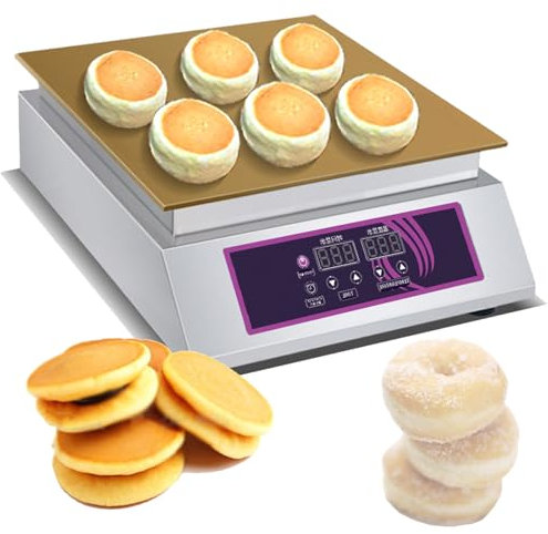 Quixnova Máquina eléctrica para Hacer panqueques, 1300 W, Mini Plancha para panqueques Antiadherente Comercial para Hacer postres, panqueques, Temperatura y Tiempo Ajustables