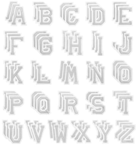 PATIKIL Bügelbuchstaben, 78 Stück bestickte Buchstaben A-Z zum Aufnähen oder Aufbügeln auf Kleidung, Rucksäcken, Hüten und DIY-Zubehör, Silberfarben, 2 Zoll Höhe