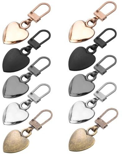 10 Stück Reißverschluss Anhänger Reißverschluss Zipper Metall Zipper Pull Ersatzteile Abnehmbares Reissverschluss Zipper für Geldbörse Kleider Jeans Kleider Jacken Koffer Gepäck