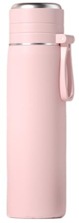 BMDOZRL Isolierflasche Tragbarer, isolierter Wasserbecher, große Kapazität, Edelstahl-Wasserkocher, Teetasse, Trennbecher, Teetasse(Pink,600ml)
