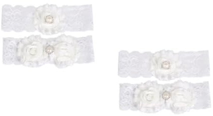CALLARON 4stücke Brautstrumpfband Mit Blumen Und Spitze Elegante Hochzeitsgarnitur Für Frauen Vielseitig Kombinierbar Für Hochzeiten Und Besondere Anlässe Cremefarbe
