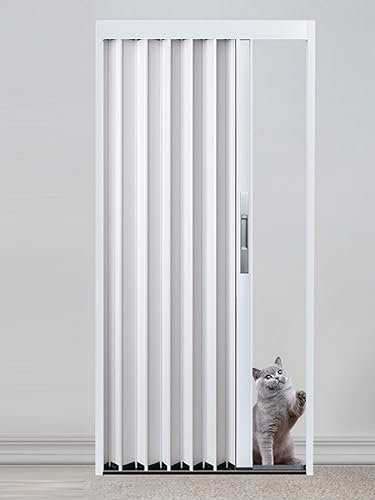 Akkordeon-Schiebetür, 162 x 203 cm, weiß, Aluminium, zusammenklappbar, Raumteiler für Badezimmer, Schlafzimmer und Flur, große Größen erhältlich