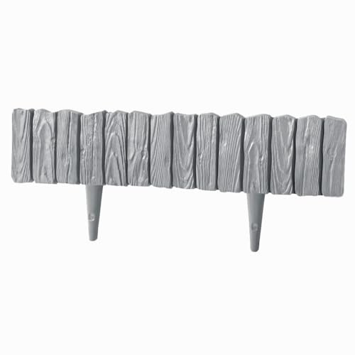 Garden Palisade Lawn Edging Wall Lawn Border Garden Fencing DIY Flexible Landscape 2.32m in the Box Wood Effect Modern Fawn Flowers Path Separator (Grey)