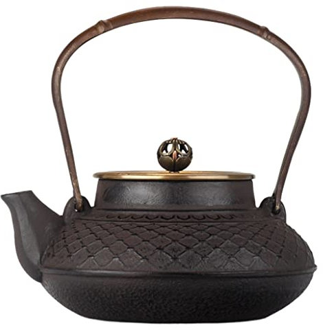 IWENZHKPA Tetera Teapot Tetera De Hierro Fundido De 900ML, Teteras De Hierro, Tetera Hecha A Mano, Tetera con Mango De Cobre, Tetera De Hierro Tetera Infusiones