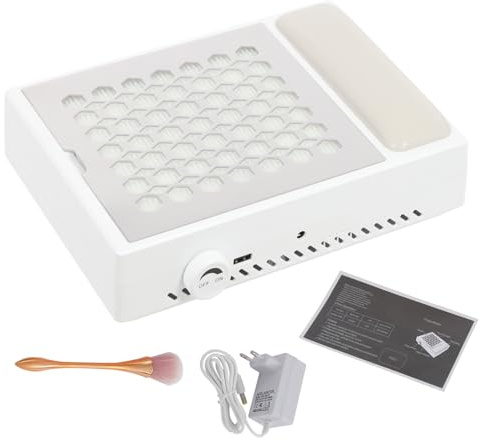 Staubabsaugung für Nägel, 56W Nageltisch mit Absaugung, 4200 U/min ABS Einstellbarer Nagelstaubsauger mit Bürste, Nail Dust Collector für Nagelstudio & Zuhause (Weiß)