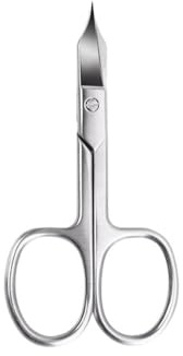 1 forbicine per unghie in acciaio inossidabile per cuticole, pedicure, bellezza, per sopracciglia, ciglia, pelle secca, lama curva, 1 pezzo argentato