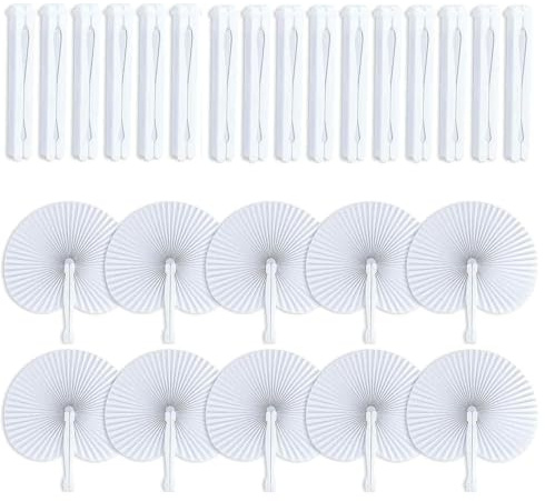 30Pcs Folding Paper Fans, 25CM Round Paper Fans