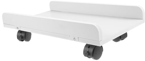 WOONEKY Soporte PC Móvil con Ruedas Bloqueables Base Resistente de Madera y Plástico para Escritorio Accesorio para Ordenador con Fácil Instalación y Movimiento