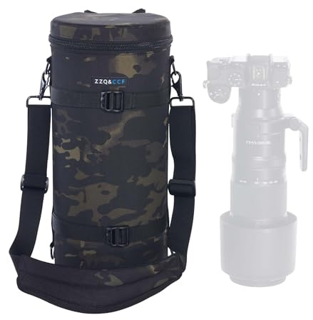 ZZQ&CCF Camera Lens Case Pouch Bag for NIKON NIKKOR Z 180-600mm f/5.6-6.3 VR Water Resistant Protective Camera Lens Pouch for Telephoto Zoom #Black Camo