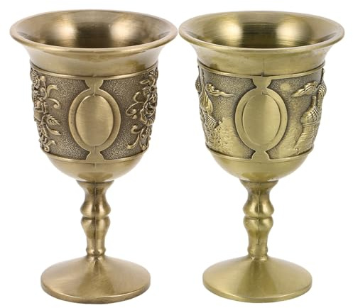 GLEAVI 2pezzi Calice Regale in Metallo Dorato Coppa Per Offerte e Cerimonie Per Matrimoni e Occasioni Formali Coppa Da Vino Vintage Stelo Rialzato