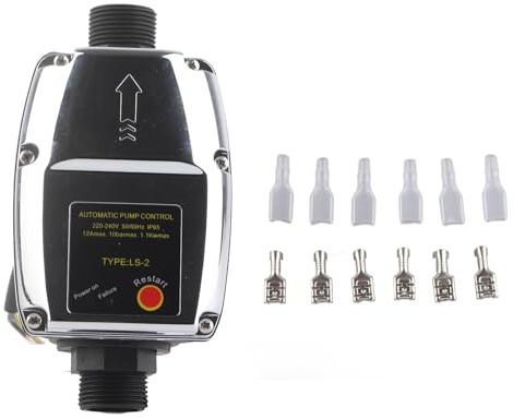 TOOLSGO Automatische Pumpensteuerung mit Trockenlaufschutz G1-Gewinde IP65-Schutz Leckageerkennung Wasserpumpe Elektronischer Druckschalter 110–230 V