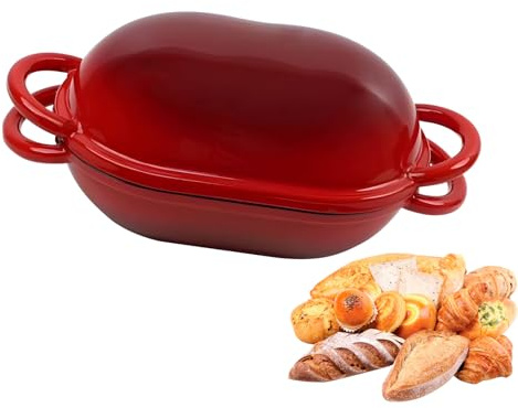 Horno holandés de hierro fundido esmaltado para hornear pan, distribución uniforme del calor, tapa multiusos para masa madre, guisar y servir horno holandés de hierro fundido esmaltado