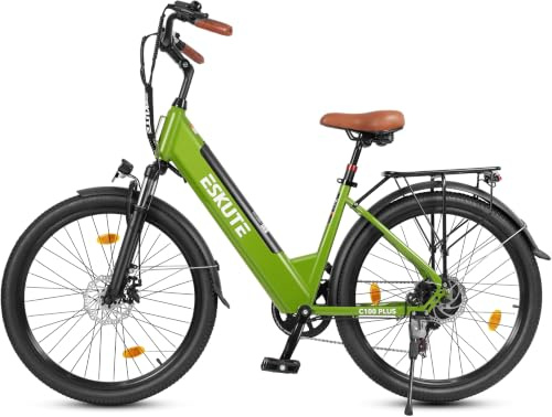 ESKUTE C100 Plus - Bicicleta eléctrica de 26 pulgadas, motor eléctrico de ciudad de 250 W, batería de repuesto de 36 V y 13 Ah, pantalla LCD, para hombre y mujer