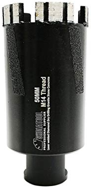SHDIATOOL Diamond Drill Core Bit Diameter 50mm Laser Welded M14 Thread for Dry Drilling Hard Granite Marble