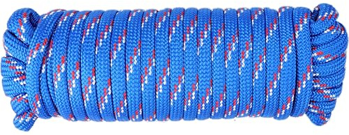 Wellmax Diamond Braid Nylon Rope - 3/8 Inch by 50 Feet Blue Color - Extra Strength, Sunlight and Weather Resistant - Heavy Duty Construction