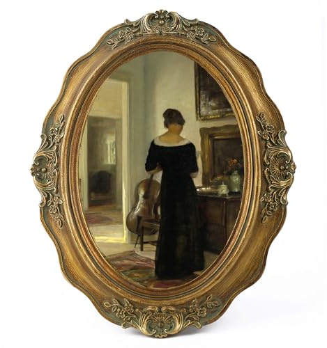 SIKOO Vintage Picture Frames 5x7 Oval Picture Frame Tabletop and Wall Mount Antique Picture Frame with High Definition Glass Front,Oval Wall Art, Bronze Gold