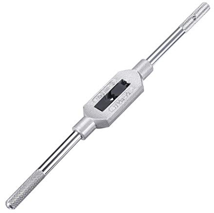 sourcing map Tourne à Gauche Porte Taraud Réglable Robinet Clé Poignée pour Métrique M4-M12 W5/32-1/2 Robinet Fraise Clé à Tarauder Outil Outil Acier Poignée avec Chrome Plated