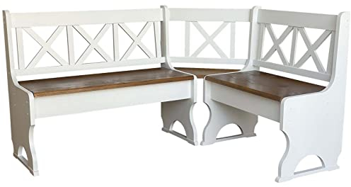 k koma Kiefer Eckbank MASSIVHOLZ Öko Weiss/Eiche- NEU (120 x 150)