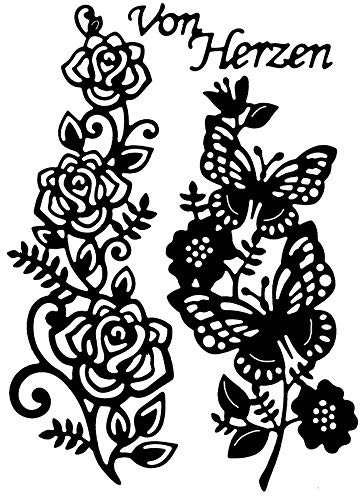 Ideen mit Herz Stencil per punzonatura, motivo floreale, 3 pezzi