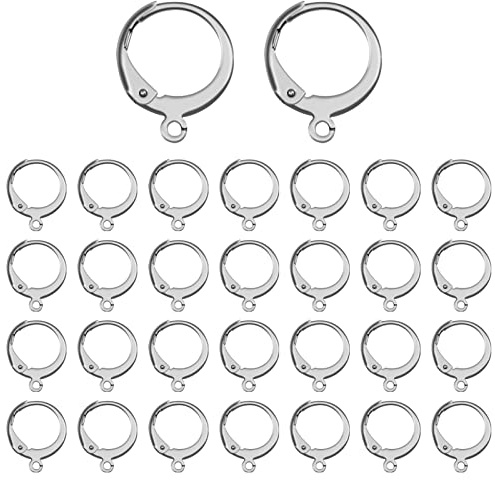 TOAOB 50 Piezas Ganchos de Francé para Pendientes de Acero Inoxidable 304 14.5x12 mm Hipoalergenicos Cierre de Palanca para Hacer Accesorios de Joyería Fabricación