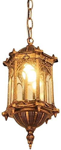 ZHANGL Traditionnel Victoria Vintage Extérieur Suspendu étanche Luminaire européenne rétro Hauteur Hanging Plafond réglable Lampe de Jardin Pavillon Pergola Gazebo Lustre E27
