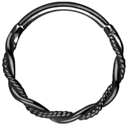 PIERCINGLINE Piercing Ring Chirurgenstahl Segmentring Clicker DOPPELT GEDREHT - Roségoldfarben, Schwarz, Goldfarben, Silberfarben