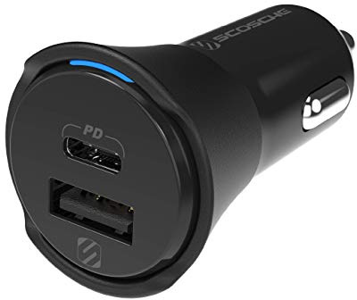 SCOSCHE CPDCA32 PowerVolt 32W Certified USB Type-C + USB Type-A Fast Car Charger Power Delivery 3.0 for ALL USB-C and USB-A Devices