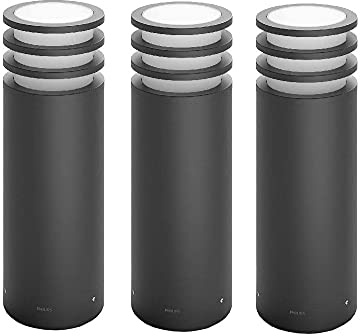 Philips HUE Lucca Hue Sockelleuchte anthracite 1x9W 230V (Triple Pack) Gartenleuchte für das Hue Lichtsystem mit warmweißem Licht, smarte Lichtsteuerung über Sprache und App, anthrazit