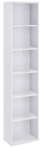 VASAGLE Bücherregal, 6-stöckiges Regal, offenes Aufbewahrungsregal, Standregal, 24 x 40 x 178,5 cm, für Wohnzimmer, Homeoffice, Esszimmer, wolkenweiß LBC167T14