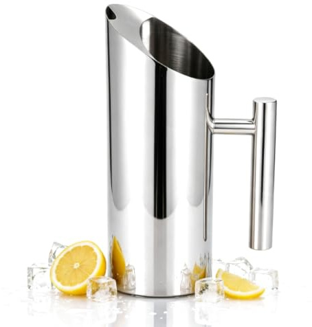 Jarra de agua de acero inoxidable, jarra de agua de 1 l/33,8 oz Jarra de bolsa de agua potable fría con asa para jarra de bebida de té helado Restaurante en casa Café