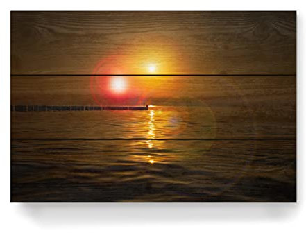artboxONE Holzbild 45x30 cm Natur Sommernachtstraum am Meer von Künstler Storylines by Stefanie Jockschat
