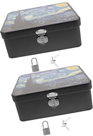 Cabilock 2 Pezzi Desktop Fagiolo Tarocchi Stoccaggio Decorativo Chiave Porcellino Caramelle Casa Per Cucina Cioccolato Rettangoli Latta Latta Biscotti Cosmetici Foto