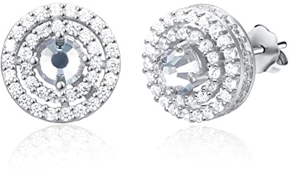Zirkonia Ohrstecker Sterling Silber Ohrstecker für Herren 18 Karat Weißgold Ohrringe mit 5A Zirkonia Hypoallergene Ohrringe Geschenke für empfindliche Ohren