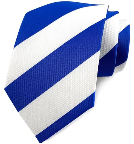 marysgift Tie for Men White and Navy Stripe Tie Woven Wedding Formal Business Fashion Necktie (LUD35 Blue White Stripe, 106)