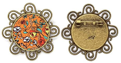 Broche orange moderne en forme de fleur de lys et camélia - Bijoux pour filles, M