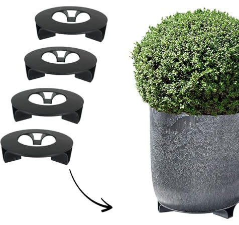 terraced® - Set om 4 – blomkruka underlägg – färg: svart – rund – 16 cm i diameter – underlägg blomkruka – återvunnet material – tillverkad i Tyskland