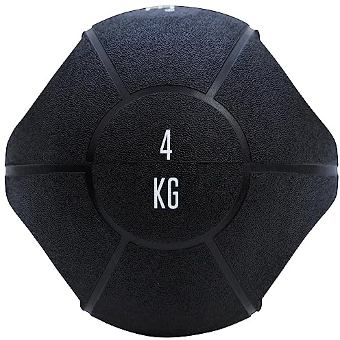 TITAN LIFE PRO Medicine Ball 4 kg DB Grib. Schwarz. Professionelle Medizinball. Langlebige, hochwertige Gummioberfläche. Zwei Griffe.