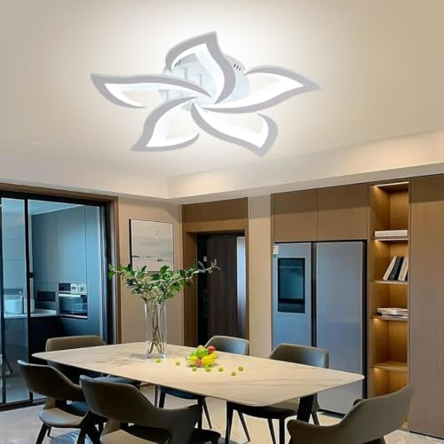 Arcadia Plafoniera Led Soffitto Moderna con Luce Calda e Fredda Dimmerabile, Telecomando e App per Cellulare - Lampadario Camera da Letto, Soggiorno, Cucina, Cameretta e Salotto - 4000LM 48W 60Cm