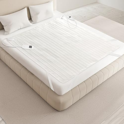 L Lisheth Wärmeunterbett mit 2 Bedienelementen 140x160cm, Polyester, Heizdecke Groß mit 5 Temperaturstufen 8 Stunden Automatische Abschaltung und Sicherheitssystem, Überhitzungsschutz, Waschbar