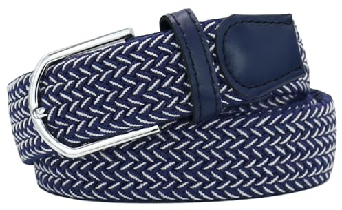 Huyfhksd Multicolored Elastic Woven Golf Belts, S, Blue and White