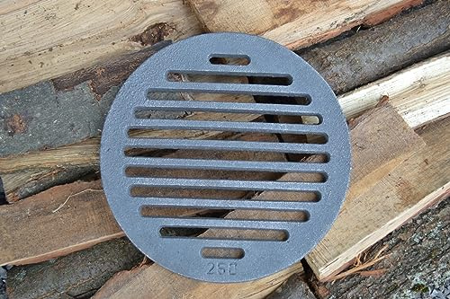 SEZAM Grille ronde en fonte Ø 25 cm de diamètre - Grille de four - Grille de cendres - Différents diamètres - Compatible avec poêle de cheminée, grille de table, grille de four, cheminée, pièces de