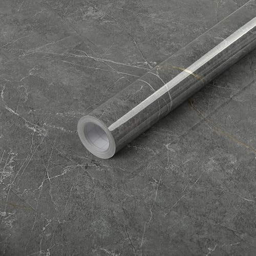 Hode Självhäftande film möbler grå marmor folie kök, 60 cm x 3 m möbelfolie självhäftande, fönsterbräda film för köksskåp, bänkskiva kök