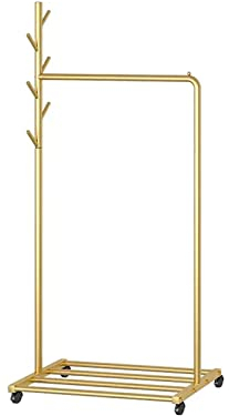 Stehender Garderobenständer Standgarderobe for Zuhause, einfache einfache Garderobe for den Innenbereich, Einzelstab-Wäscheständer, goldfarben, schwarz, Standgarderobe Kleiderablage ( Color : Gold , S