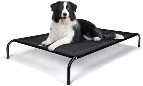 Nobleza Brandina Per Cani, Lettino Rialzato Per Cani Tagila Grande, Lettino Cane Per Giardino E Outdoor, Letto Rinfrescante Per Animali Domestici Lavabile, Nero, L, 124x90x20CM