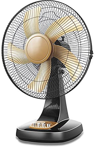 GUHPZA Rechargeable Fan, Table Fan, Camping Fan, Travel Fan, Battery Operated, 7-12 H Running Time, Standing Fan, Oscillating Cooling (Gold)