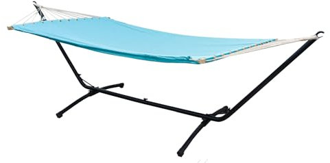 AMANKA Outdoor Hängematte mit Gestell 2 Personen - 310cm Hängemattengestell bis 120kg - 200x120 Hängematte für Garten mit Gestell Hängematte für Balkon Hängeliege mit Gestell Boho Gartenliege Hängend