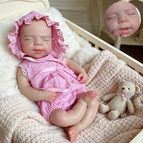 Gileutay 33cm Muñeca De Silicona Blandos Niña Muñecas Reborn Realistas Muñecos Bebe Recién Nacidos Ojos Cerrados Lavables Se Cierran para Niños Pequeños
