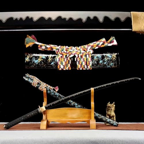 103cm handgefertigtes Katana-Schwert,Klinge aus Manganstahl mit Schwärzungsprozess,Scheide aus massivem Holz und exquisiter Lackierung,echtes Samurai-Schwert für Cosplay,Heimdekoration,Geschenke