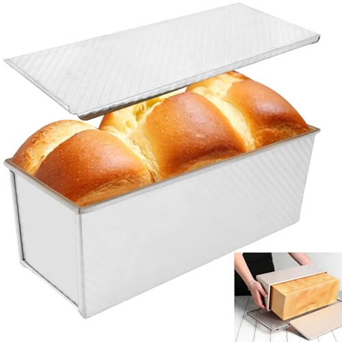 SHUESS Toastbrot Backform mit Deckel, 1000g Kastenform Brotbackform mit Deckel, Antihaft Toast Backform, Pullman Laib Pfanne, 34.7x12x13.5cm, Toastform, für Brot, Kuchen, Gebäck, mit Belüftungslöchern