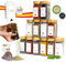 comforder Juego Tarros Especias (24 unidades), Organizador de Especias con Dispensador y Etiquetas + Embudo, Especieros Cuadrados, 120ml (Tapa de Bambú)